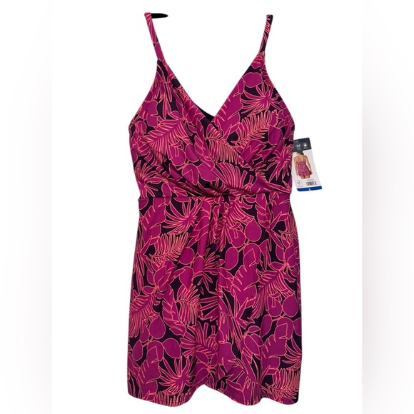 Lands End Tulip Wrap Print Swim Dress L - Picture 4 of 12